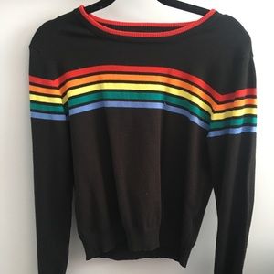 Black, Rainbow striped sweater